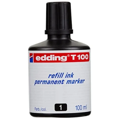 Image de edding T 100 Recharge d&#039;encre marqueurs permanents noir ml système de compte gouttes, pour recharger rapidement presque tous les