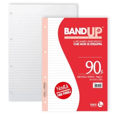 Image de BM BeMore Pièces de rechange Bandup A4 avec bande renforcée Rayure 1R Lignes sans marge Emballage Commodité 160 feuilles Papier 90 g/m² 0122254