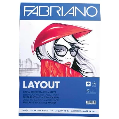 Image de Honsell Fabriano Layout Bloc de 70 Feuilles sans Acide, résistant aux Perforations, Surface Lisse, idéal pour Esquisse, Dessin et Calligraphie 21 x 29,7 cm 75 g/m², Blanc, A4