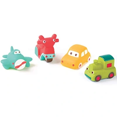 Image de LUDI Aspergeurs de Bain, Transport 4 Petits Véhicules Arroseurs pour Jouer dans Le Bain ou à la Plage Jouets Bébé À Partir 10 Mois