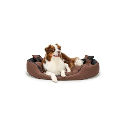 Image de lionto Lit pour Chien 4 en 1 avec Coussin réversible, 110x80 cm, Animaux de Compagnie Toutes Tailles résistant aux griffures entrée Basse, Noir/Marron