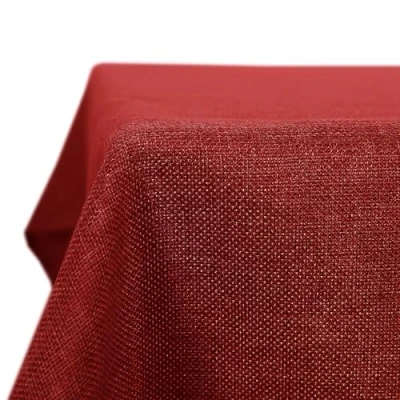Image de Deconovo Nappe Imperméable pour Table Rectangulaire Effet Lin 130x280 cm Rouge