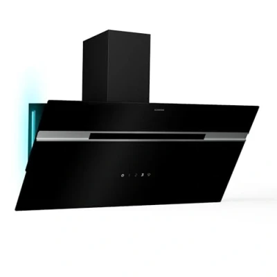 Image de Klarstein Alina Hotte Aspirante 90cm, Hottes de Cuisine Inclinées, Filtre en Carbone, Débit d&#039;Air Puissant 594 m3/h, Eclairage à LED, Efficacité Classe A, Silencieuse avec Evacuation