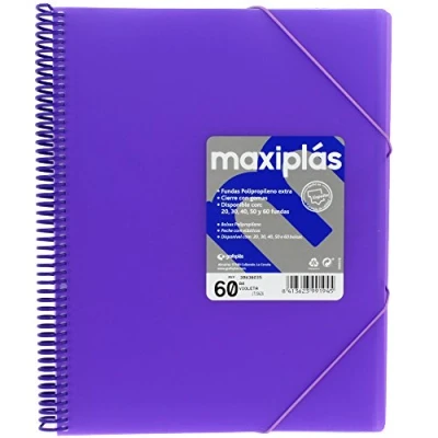 Image de Grafoplás 39836035 carpeta de 60 pochettes A4 avec enveloppe, élastiques et spirale, couleur violet
