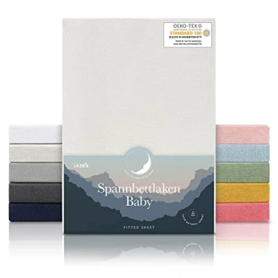 Image de Laleni Draps Housses 55x90 cm en Jersey Lot de 2 Drap Housse Bebe certifié Oeko TEX cododo 100% Coton lit Parapluie Matelas Ivoire