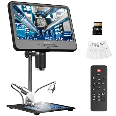 Image de Andonstar AD210 microscope numérique LCD 10,1 pouces pour adultes, à souder réparation électronique, caméra monnaie vue complète pièces d&#039;erreur avec lumière, kit de