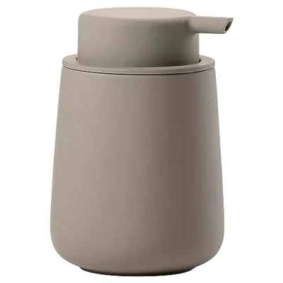 Image de Zone Denmark Distributeur de Savon Nova One 0,25 L 8 x 11,5 cm Salle Bain Design Danois ÉLéGant en Céramique Surface Douce, DéTails Acier Taupe
