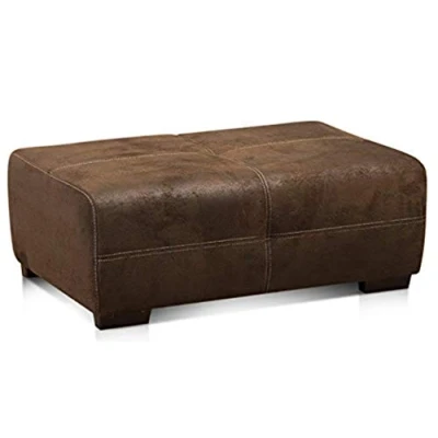Image de Cavadore Mavericco 503 Pouf avec Surpiqûres, Aspect Daim, Assorti aux Canapés Mavericco, 108 x 71 41 cm, Tissu Antik (aspect cuir), Marron