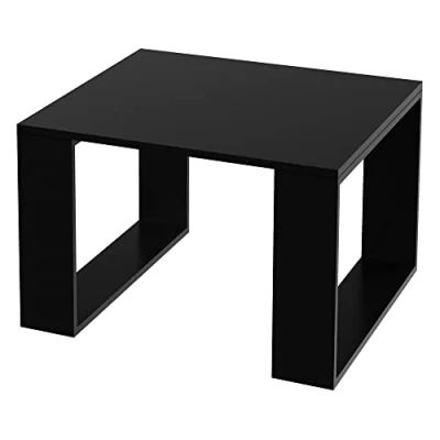 Image de ML Design Table Basse de Salon 65x65x40 cm, Panneau Particules Noir, Pieds Traîneau, Carré, Robuste, d&#039;Appoint pour Salon/Bureau, Style Élégant et Moderne, Thé/Café