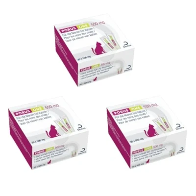 Image de Porus One Pack Double 2 x 30 500 MG Complément Alimentaire à Faible teneur en protéines pour Chats souffrant de problèmes rénaux réduire l&#039;augmentation des toxines urémiques