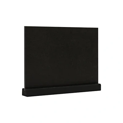 Image de EUROPEL Présentoir de table style ardoise A5 horizontal, pied en bois pin finition noire, pour marqueur à base d&#039;eau, présentation recto verso, restaurant, hôtel, conférence, festivals
