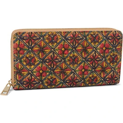 Image de styleBREAKER Portefeuille Femme en liège avec Impression de Motifs colorés à l&#039;aspect Ethnique, Fermeture éclair, 02040138, Couleur:Rouge Bleu Jaune