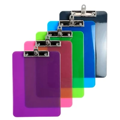 Image de Exacompta Réf. 12690E Carton de 10 porte blocs Iderama avec pinces et stylos Dimensions : l 31,5 cm x 22,5 pour feuilles A4 couleurs assorties bleu, noir, rose, vert anis, violet