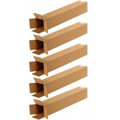 Image de EraGreen Lot de 5 tubes d&#039;expédition carrés qualité supérieure Carton 100 x 1200 mm DHL, DPD, GLS pliable à 1 cannelure FEFCO201 B Welle