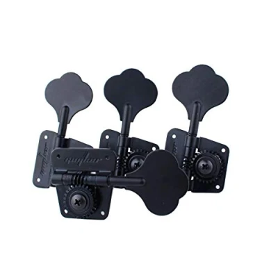 Image de Guyker Bass Tuners (4 for Right) 1:26 Ratio Open Gear Tuning Key Pegs Machine Head Replacement Electric Jazz Guitar or Precision Instruments Black