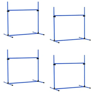 Image de PawHut Agility pour Chiens kit Chien Parcours Set de 4 Obstacles Professionnels Hauteur réglable avec système Maintien au Sol 99L x 65l 94H cm Sac Transport fourni Bleu