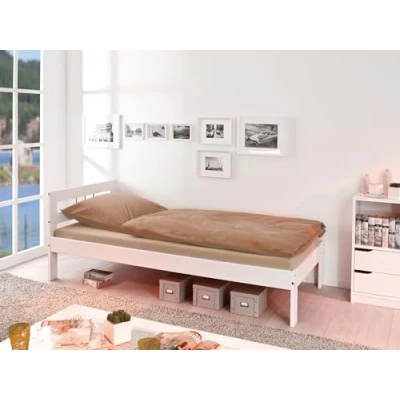 Image de Inter Link Lit en bois Cadre de jeune d&#039;invité simple moderne pin massif sans sommier Blanc laqué Fana 90 x 200 cm