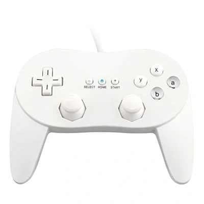 Image de OSTENT Manette classique Filaire Pro Gamepad Joystick pour Console de jeux vidéo Wii Remote, Couleur Blanc
