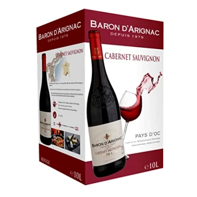 Image de Baron d&#039;Arignac Vin rouge 10L Cabernet Sauvignon IGP Pays d&#039;Oc Bag in Box BIB (1 x 10L)