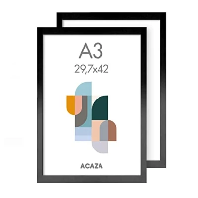 Image de ACAZA Lot de 2 Cadres Photo Format A3 en Bois MDF Noir