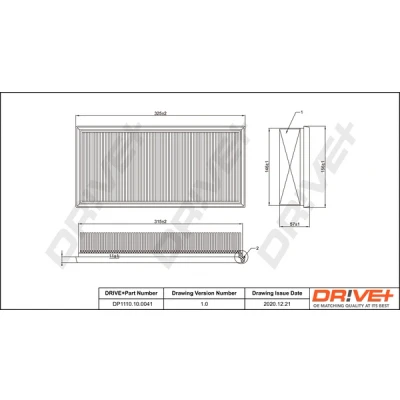 Image de Dr!ve+ DP1110.10.0041 Filtre à air 56 155 325 Cartouche filtrante CITROËN: C5 II 5 portes, C8, AX, PEUGEOT: 807, 406 Berline, 106 I 3/5 portes