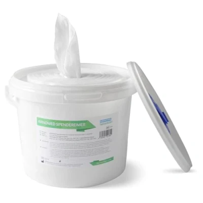 Image de 4x ARNOMED lingettes sèches désinfectantes avec seau distributeur, 70 Dry Wipes pour désinfection des surfaces, non tissées y compris système de nettoyage
