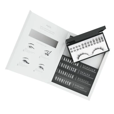 Image de Starter kit pour extensions de cils en grappe à appliquer soi même la maison Nanolash 36 grappes + bonder sealer remover applicateur (Noir, DIVINE)