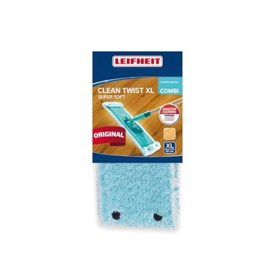 Image de Leifheit housse lave sol Clean Twist XL extra soft, de rechange en fibres spéciales, idéale pour les sols fragiles, balai nettoyante avec absorption d’eau minimale