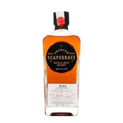 Image de SCAPEGRACE RISE Small Batch Limited Release Single Malt Whisky Origine : Nouvelle Zélande Notes de Miel &amp; Fruits Idéal en dégustation 46% Alcool 70cl
