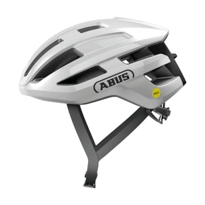 Image de ABUS casque de vélo course PowerDome MIPS léger avec système d&#039;aération intelligent et protection contre les chocs Made in Italy pour hommes femmes Blanc Brillant, S