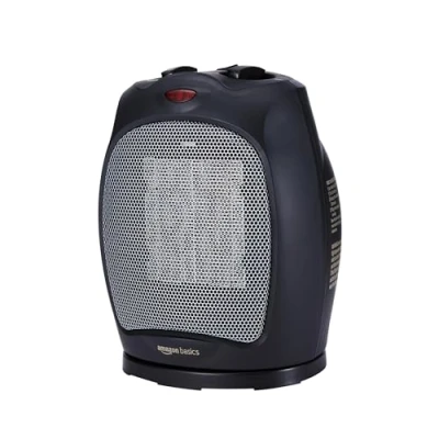 Image de Amazon Basics Radiateur soufflant et pivotant en céramique avec thermostat réglable 1500 W, Noir
