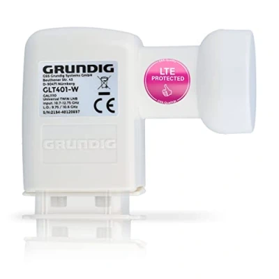 Image de [Test très bien *] GSS Twin LNB blanc pour antenne satellite numérique avec filtre LTE 2 participants, TV voies, Full HD, 4K, HDTV, 0,1 dB, satellite, protection contre les