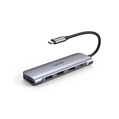 Image de Hub USB combi UGREEN 6 in 1 C PD Adapter ports gris