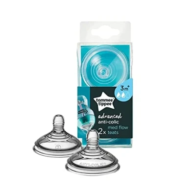 Image de Tommee Tippee Advanced Anti Colic Baby Bottle Teats, Breast Like, Soft Silicone, Medium Flow, 3m+, Pack of 2