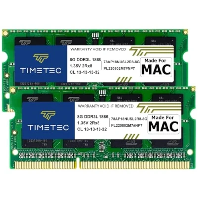 Image de Timetec 16 Go KIT (2x8Go) Compatible pour Apple Late 2015 iMac (27&#039;&#039; avec écran Retina 5K) DDR3L 1867MHz/1866MHz PC3L 14900 2Rx8 CL13 1.35V 204 Pin SODIMM Memory Module Mac RAM Upgrade 17,1