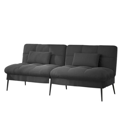 Image de COMHOMA Canapé lit avec Fonction de Couchage Housse futon Convertible d&#039;angle d&#039;invité 3 Places Dossier réglable en Tissu Noir