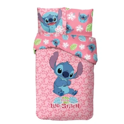 Image de Parure Housse de Couette en Stitch Disney 1 + taie d&#039;oreiller 100% Coton (Parure lit Lilo and Stitch, 140 X 200 Cm)