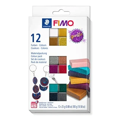 Image de FIMO STAEDTLER Effect 8013 Pack Demi Blocs Couleurs pétillantes C12 4, 4ST, Sparkle, Lot de 12