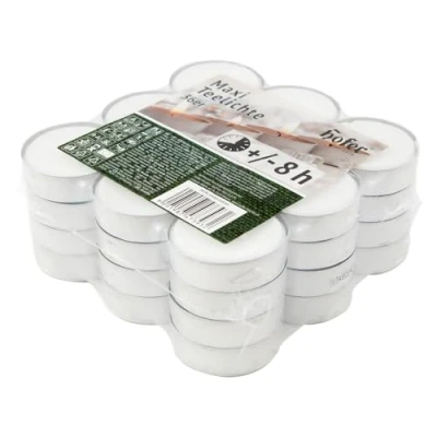 Image de Hofer Bougies Chauffe Plat Maxi Grandes 36 pièces 8 Heures de Combustion Cire Non parfumée, sans Gouttes, Longue durée, qualité UE