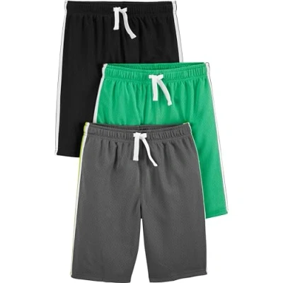 Image de Simple Joys by Carter&#039;s 3 Pack Mesh Shorts, Noir/Vert/Gris, 7 Ans (Lot de 3) Garçon