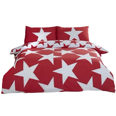 Image de Rapport Parure de lit réversible avec Housse Couette en Polycoton pour King Size Rouge