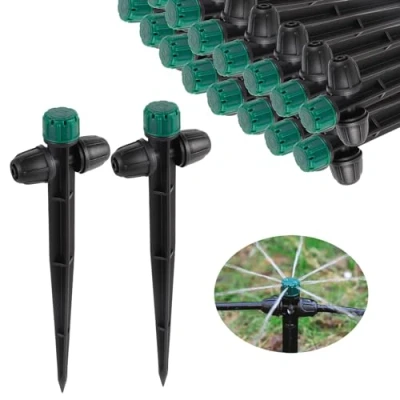 Image de FOGWOWO Lot De 30 éMetteurs D&#039;Irrigation Pour Tuyau D&#039;Arrosage 1/4&quot;, RéGlable à 360 , Goutte Sur Piquet 6,5&quot; SystèMe Jardin