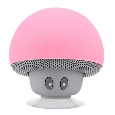 Image de VBESTLIFE Haut Parleur Champignon, Mini Caisson de Basses Portable sans Fil Bluetooth en Forme Champignon avec Ventouse, Microphone Intégré, Rose
