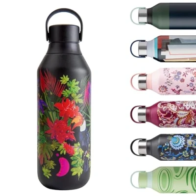 Image de Chilly&#039;s Series 2 Gourde Bouteilles isothermes en acier inox avec double paroi, col souple et poignée de transport Electric Paradise, 500ml