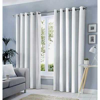 Image de Fusion Sorbonne Paire de Rideaux à œillets 100% Coton, Blanc, 66&quot; Width x 90&quot; Drop (168 229cm)