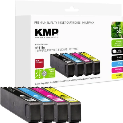 Image de KMP 1750.4005 Cartouche d&#039;encre Compatible HP 913A Noir/Cyan/Magenta/Jaune H164V 175
