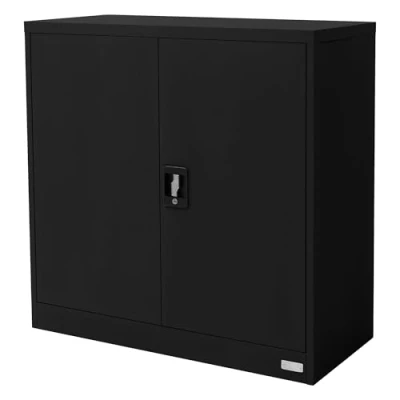 Image de ML Design Armoire de Classement Verrouillable, 90x40x90 cm, Noir, en Acier, avec 2 Portes, Etagères Réglables Hauteur, Aspect Intemporel, Rangement d&#039;Objets, pour Bureau, Chambre, Salon
