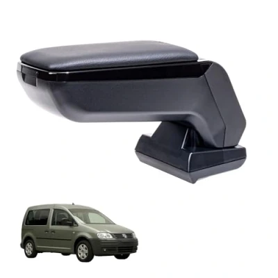 Image de RATI ARMSTER S Accoudoir adapté pour VW CADDY 2004 2020 [noir,cuir végétalien] avec rangement pouvant être installé ultérieurement