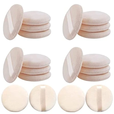 Image de 20PCS Houppettes Rondes, Houppette Visage, en Coton, Ronde Cosmétique Houppette, Éponge Douce pour le Lavable Visage Doux