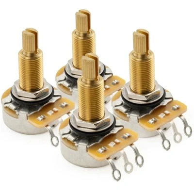 Image de CTS 450G A500K Potentiomètre Laiton Longue Split Shaft 3/4 Pouce 10% Audio Taper pour Guitare électrique Basse(Lot de 4)